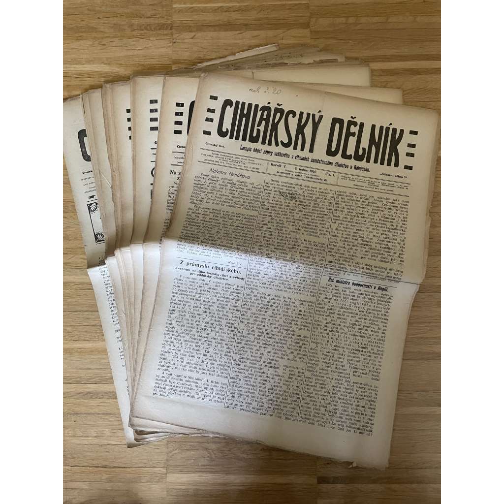 Cihlářský deník, ročník V., číslo 1-19 a 21-26/1910 (cihelny, cihly) - časopis, noviny
