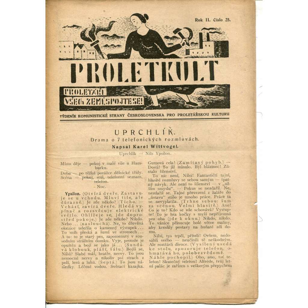 Proletkult, rok II., číslo 25/1923 [Týdeník KSČ pro proletářskou kulturu] - časopis, noviny, 1. republika
