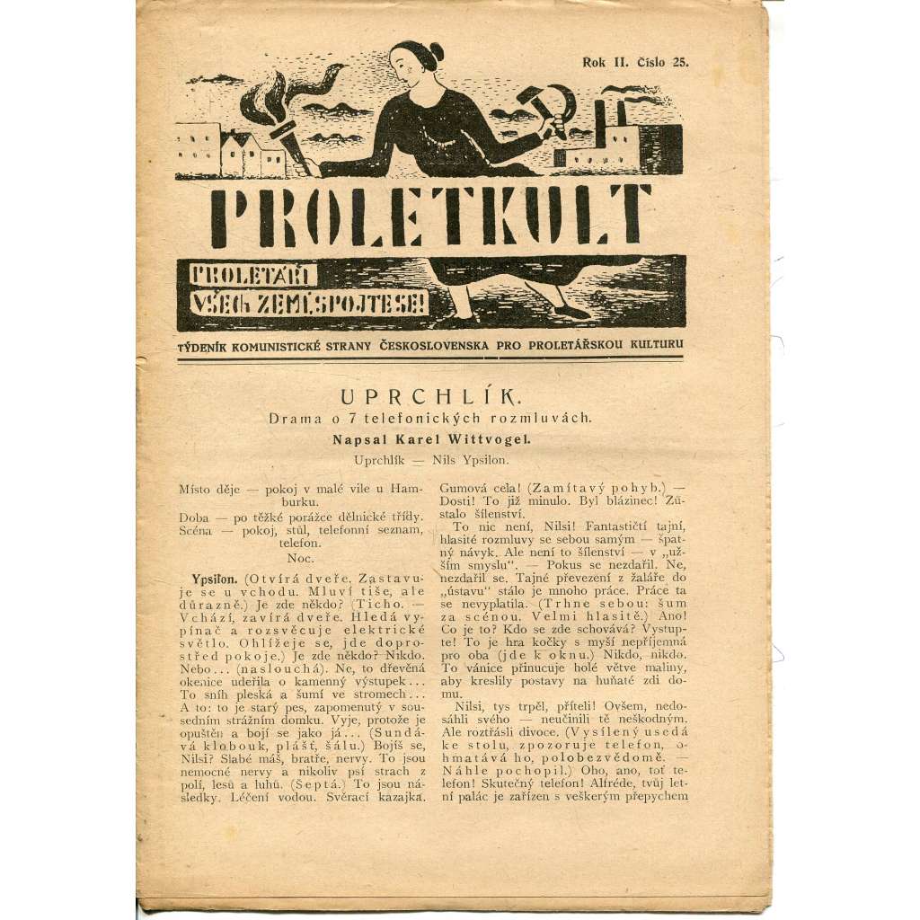 Proletkult, rok II., číslo 25/1923 [Týdeník KSČ pro proletářskou kulturu] - časopis, noviny, 1. republika
