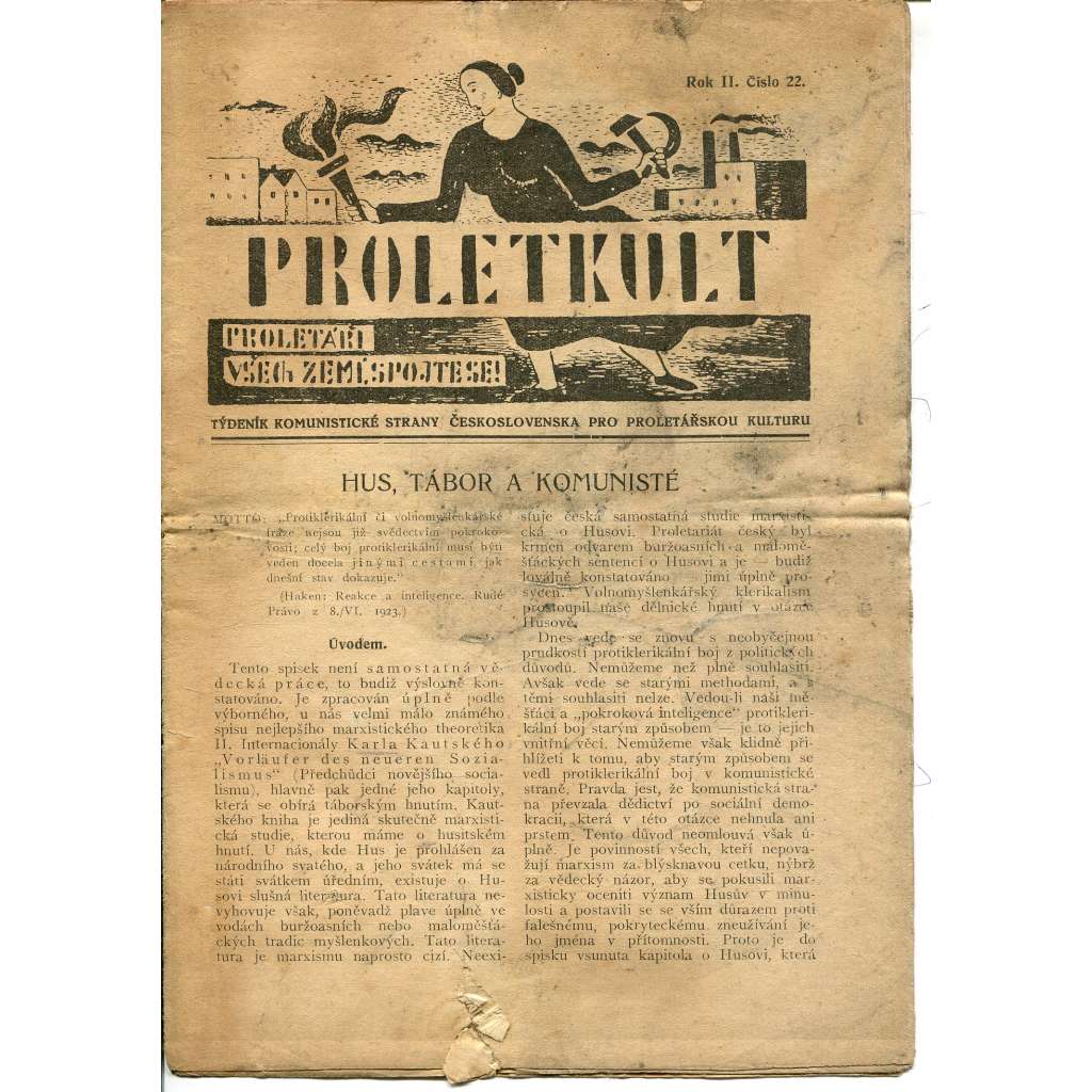 Proletkult, rok II., číslo 22/1923 [Týdeník KSČ pro proletářskou kulturu] - časopis, noviny, 1. republika