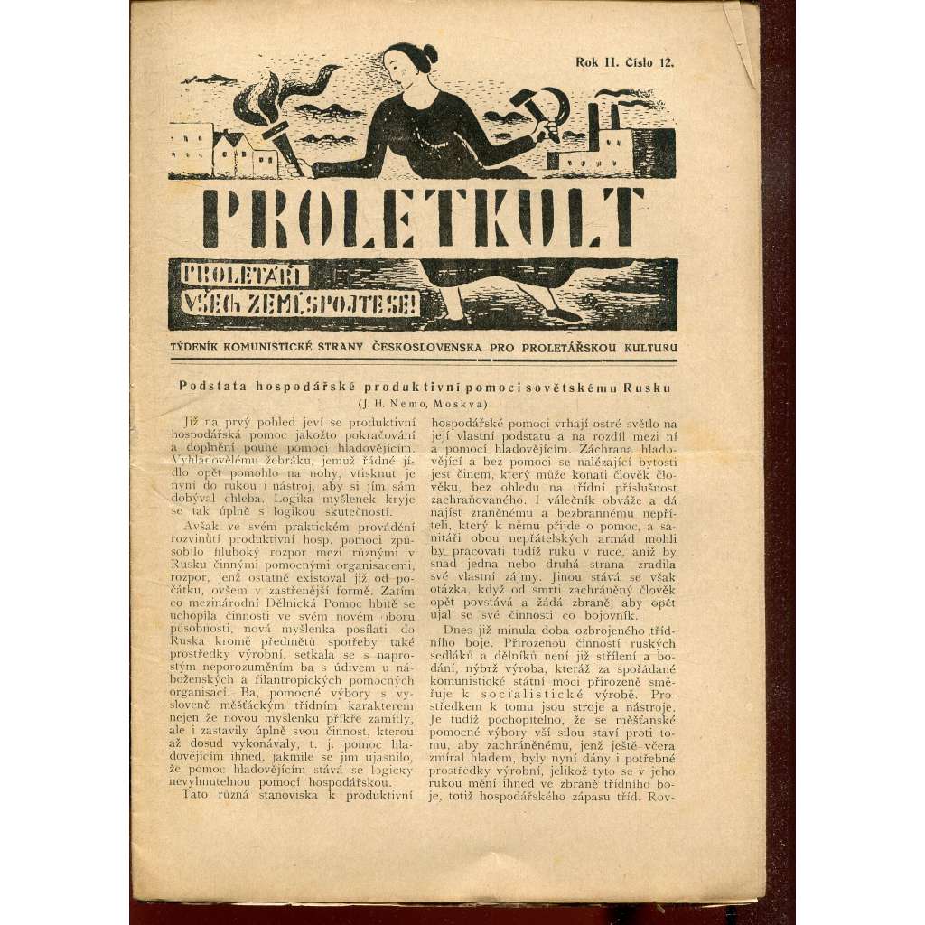 Proletkult, rok II., číslo 12/1923 [Týdeník KSČ pro proletářskou kulturu] - časopis, noviny, 1. republika