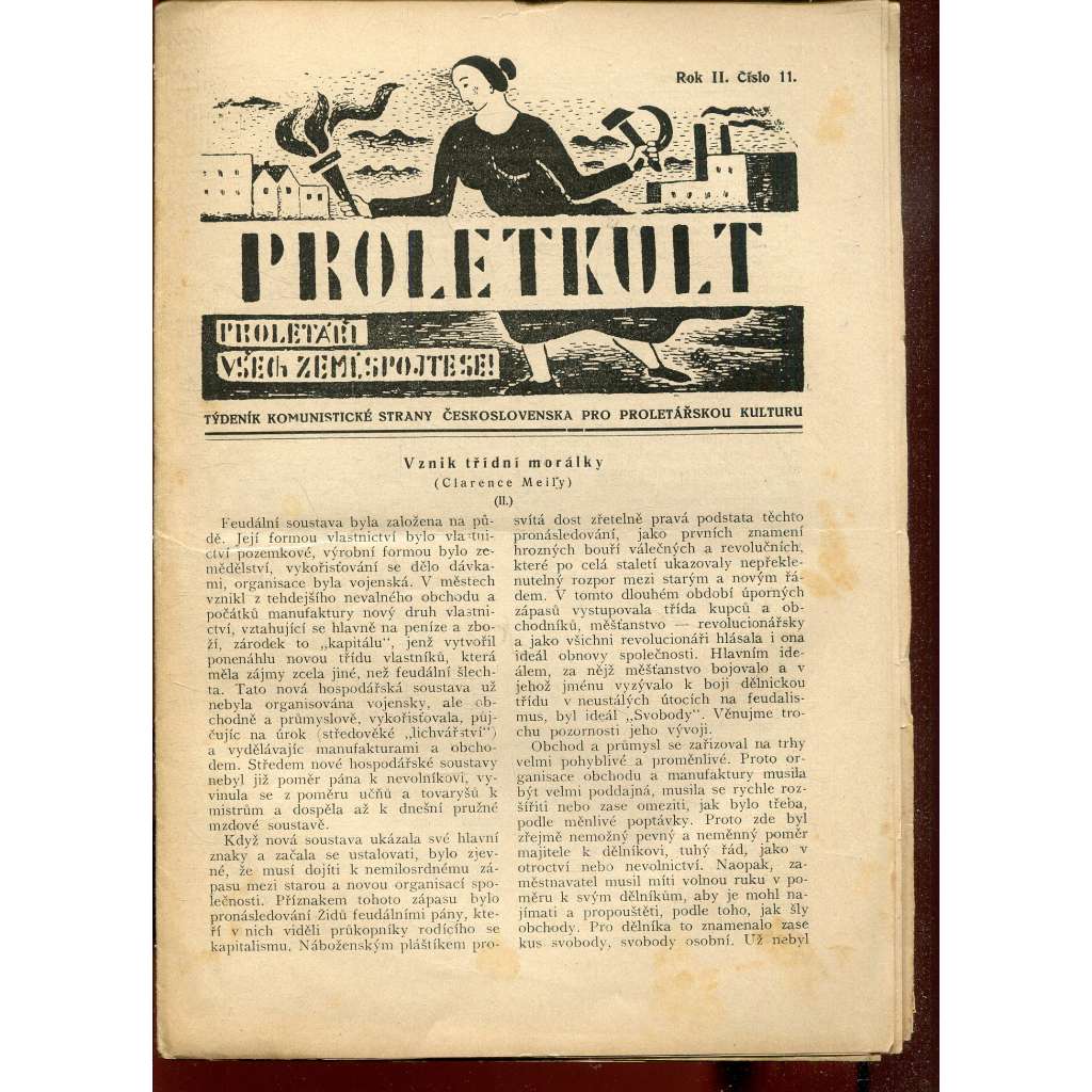 Proletkult, rok II., číslo 11/1923 [Týdeník KSČ pro proletářskou kulturu] - časopis, noviny, 1. republika