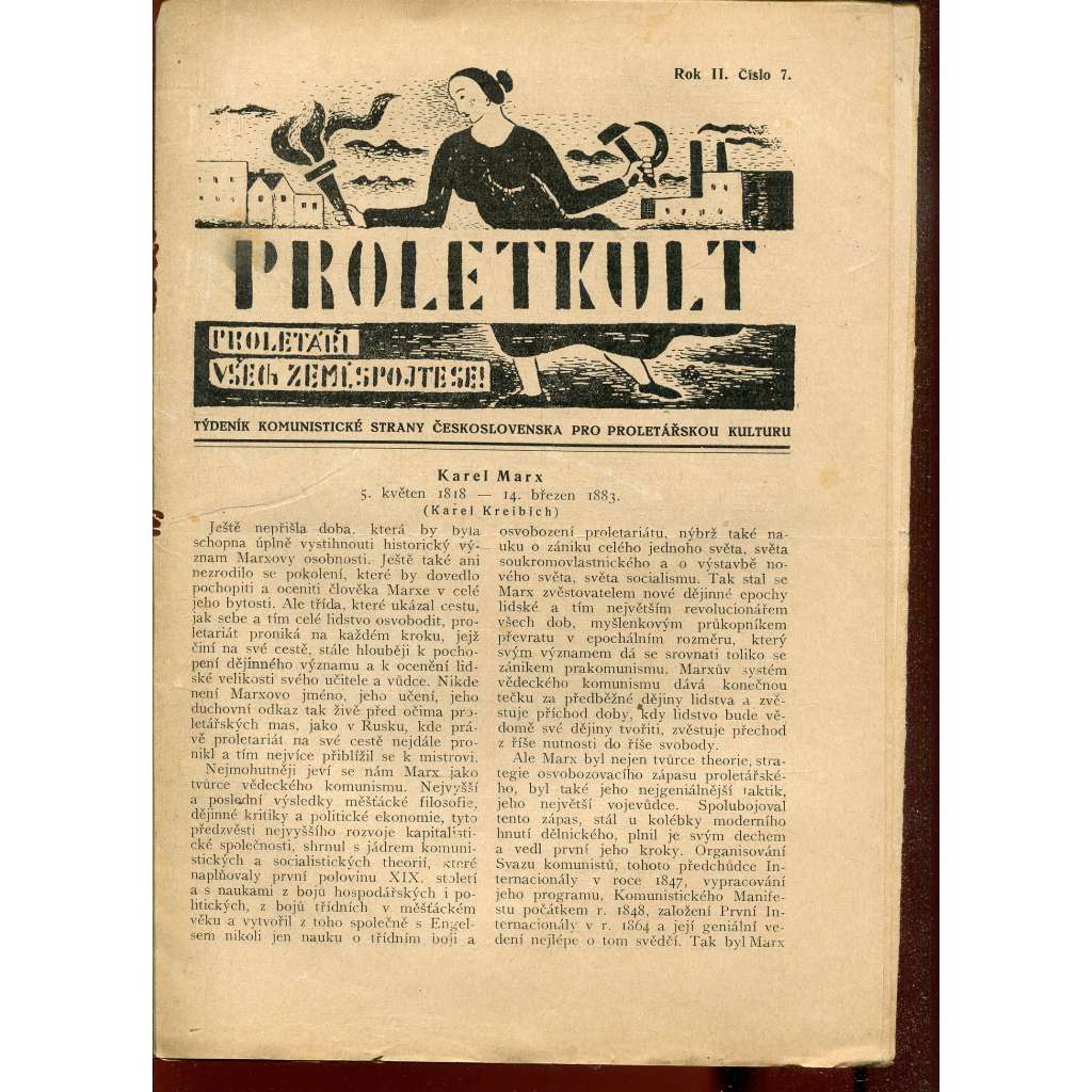 Proletkult, rok II., číslo 7/1923 [Týdeník KSČ pro proletářskou kulturu] - časopis, noviny, 1. republika