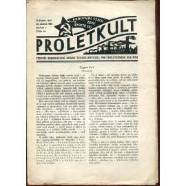 Proletkult, rok I., číslo 14/1922 [Týdeník KSČ pro proletářskou kulturu] - časopis, noviny, 1. republika