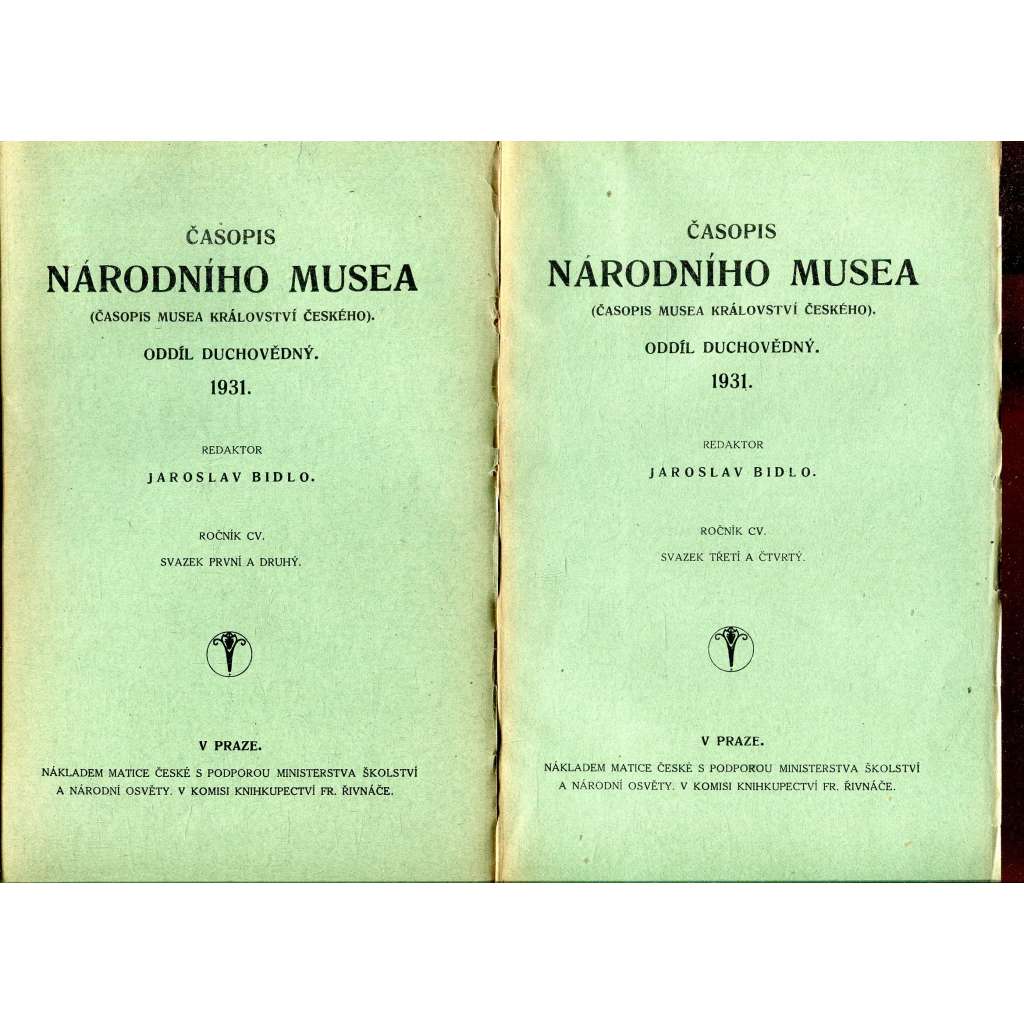 Časopis Národního musea, ročník CV., sv. I.-IV./1931 (Časopis musea Království českého) - 2 svazky