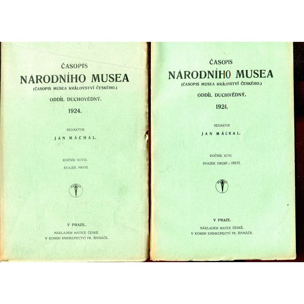 Časopis Národního musea, ročník XCVIII., sv. I.-IV./1924 (Časopis musea Království českého) - 3 svazky