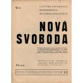 Nová svoboda, ročník 10, číslo 9/1933. List pro informaci hospodářskou, kulturní a politickou (noviny, časopis)