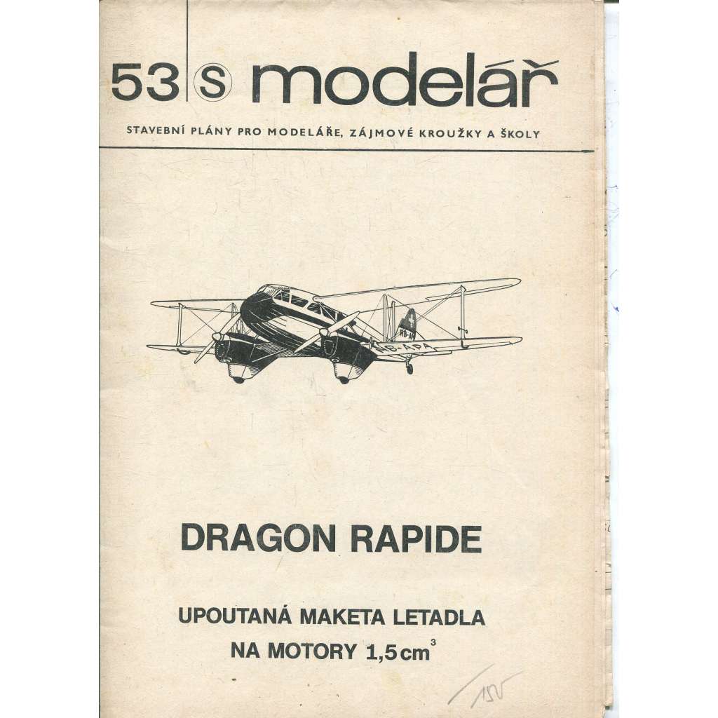 Modelář, číslo 53. Stavební plány pro modeláře, zájmové kroužky a školy (letadla, letectví) - Dragon Rapide