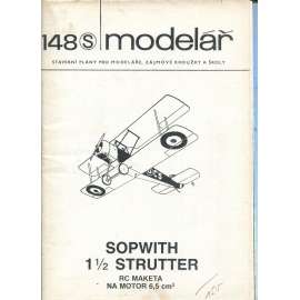 Modelář, číslo 148. Stavební plány pro modeláře, zájmové kroužky a školy (letadla, letectví) - Sopwith 1 1/2 Strutter