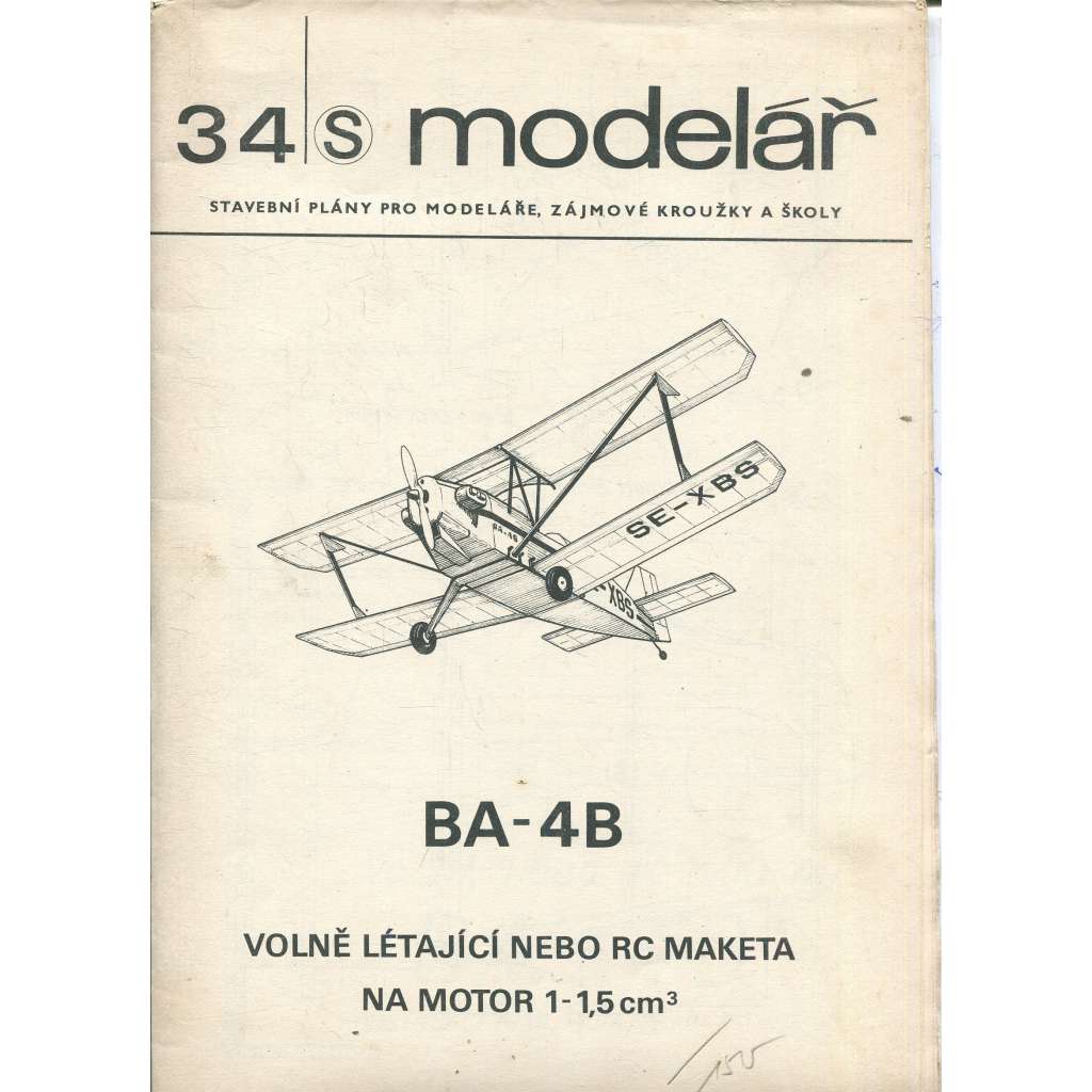 Modelář, číslo 34. Stavební plány pro modeláře, zájmové kroužky a školy (letadla, letectví) - BA-4B