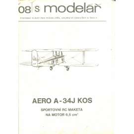 Modelář, číslo 108. Stavební plány pro modeláře, zájmové kroužky a školy (letadla, letectví) - AERO A-34J KOS