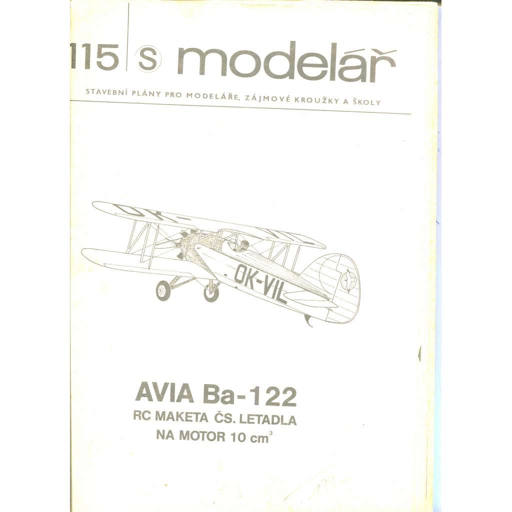 Modelář, číslo 115 Stavební plány pro modeláře, zájmové kroužky a školy (letadla, letectví) - AVIA Ba-122