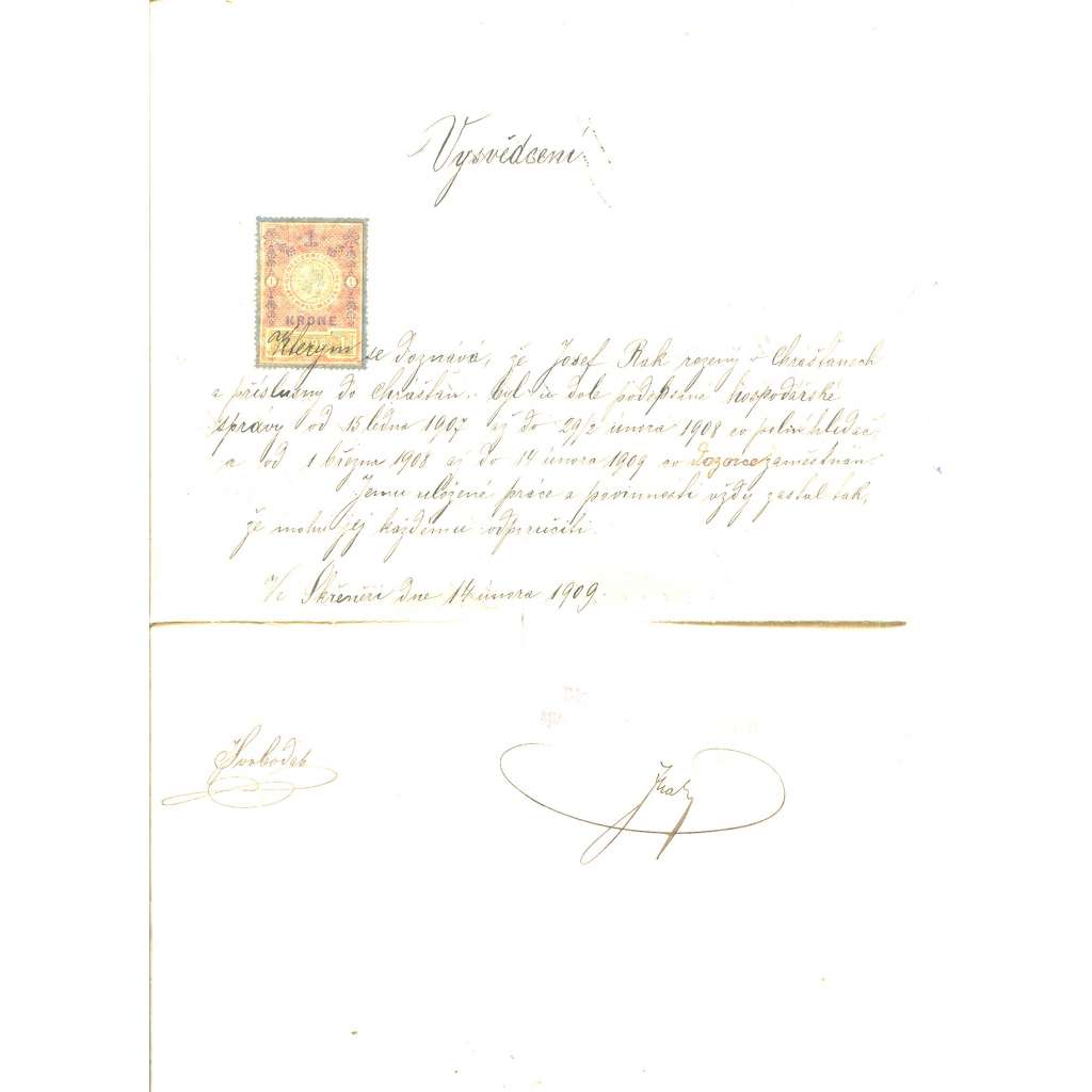 Staré vysvědčení (1909)