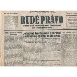 Rudé právo, ročník VIII., číslo 277/1927. Ústřední orgán Komunistické strany Československa (staré noviny, 1. republika)
