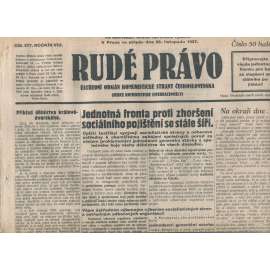 Rudé právo, ročník VIII., číslo 277/1927. Ústřední orgán Komunistické strany Československa (staré noviny, 1. republika)