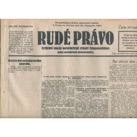 Rudé právo, ročník VIII., číslo 278/1927. Ústřední orgán Komunistické strany Československa (staré noviny, 1. republika)