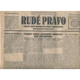 Rudé právo, ročník VIII., číslo 298/1927. Ústřední orgán Komunistické strany Československa (staré noviny, 1. republika)