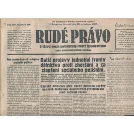 Rudé právo, ročník VIII., číslo 302/1927. Ústřední orgán Komunistické strany Československa (staré noviny, 1. republika)