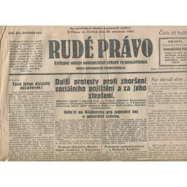 Rudé právo, ročník VIII., číslo 307/1927. Ústřední orgán Komunistické strany Československa (staré noviny, 1. republika)