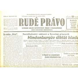 Rudé právo, ročník XII., číslo 9/1931. Ústřední orgán Komunistické strany Československa (staré noviny, 1. republika)
