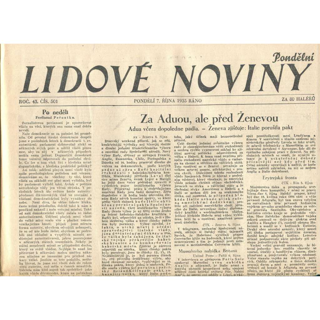Lidové noviny (7.10.1935) - 1. republika