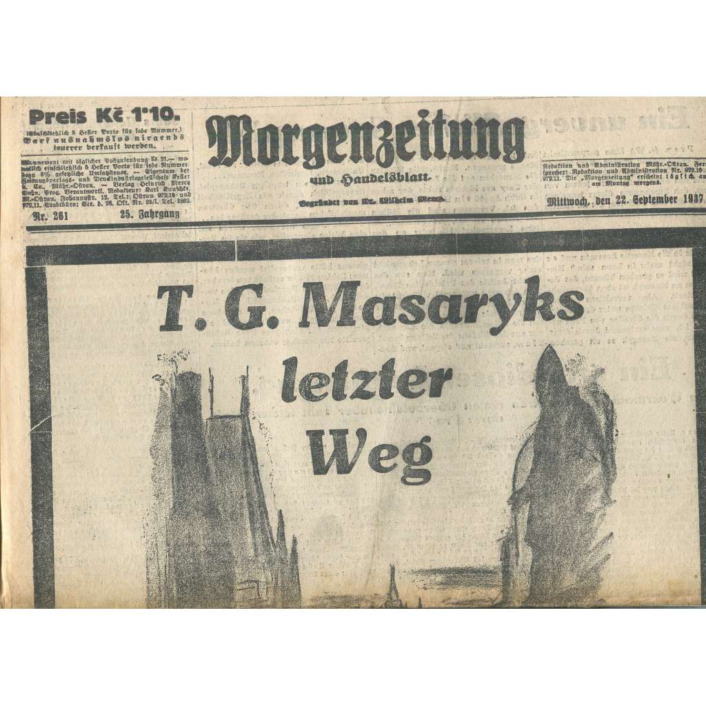 Morgenzeitung (noviny 1937, smrt T. G. Masaryk, prezident)