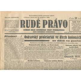 Rudé právo, ročník XI., číslo 290/1930. Ústřední orgán Komunistické strany Československa (staré noviny, 1. republika)