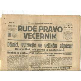 Rudé právo Večerník, ročník I., číslo 71/1920 - staré noviny - [komunisté, komunismus]