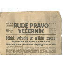 Rudé právo Večerník, ročník I., číslo 71/1920 - staré noviny - [komunisté, komunismus]