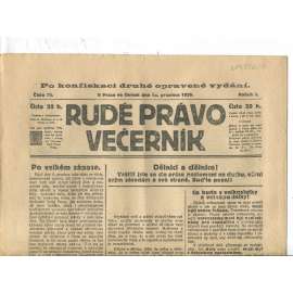 Rudé právo Večerník, ročník I., číslo 72/1920 - staré noviny - [komunisté, komunismus]
