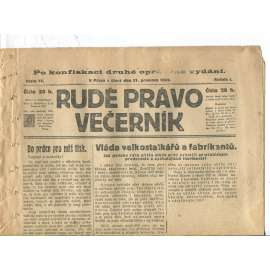 Rudé právo Večerník, ročník I., číslo 77/1920 - staré noviny - [komunisté, komunismus]