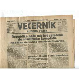Rudé právo Večerník, ročník I., číslo 1/1920 - staré noviny - [komunisté, komunismus]