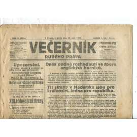 Rudé právo Večerník, ročník I., číslo 2/1920 - staré noviny - [komunisté, komunismus]