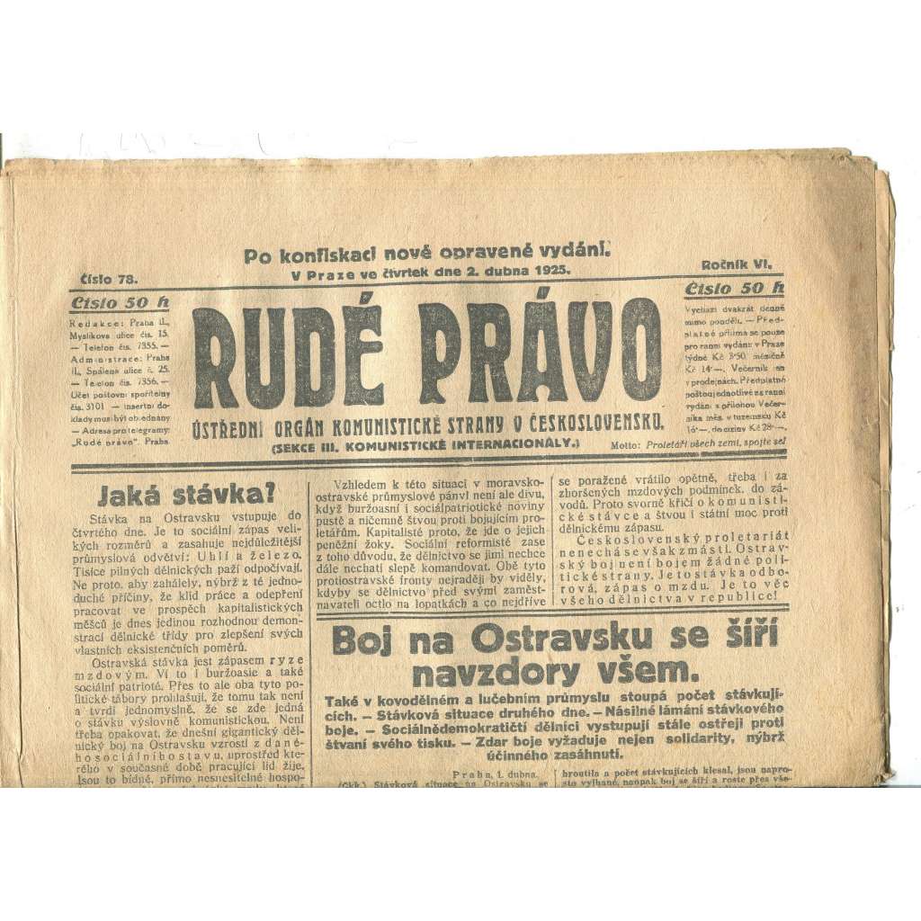 Rudé právo, ročník VI., číslo 78/1925 - staré noviny - [komunisté, komunismus]