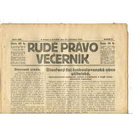 Rudé právo Večerník, ročník II., číslo 287/1921 - staré noviny - [komunisté, komunismus]
