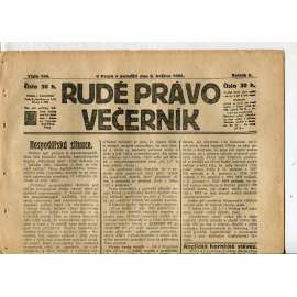 Rudé právo Večerník, ročník II., číslo 104/1921 - staré noviny - [komunisté, komunismus]