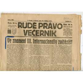 Rudé právo Večerník, ročník II., číslo 109/1921 - staré noviny - [komunisté, komunismus]