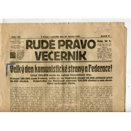 Rudé právo Večerník, ročník II., číslo 144/1921 - staré noviny - [komunisté, komunismus]
