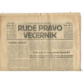 Rudé právo Večerník, ročník II., číslo 190/1921 - staré noviny - [komunisté, komunismus]