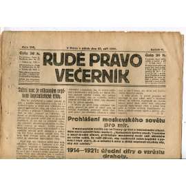 Rudé právo Večerník, ročník II., číslo 216/1921 - staré noviny - [komunisté, komunismus]