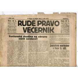 Rudé právo Večerník, ročník II., číslo 203/1921 - staré noviny - [komunisté, komunismus]