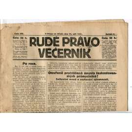 Rudé právo Večerník, ročník II., číslo 208/1921 - staré noviny - [komunisté, komunismus]
