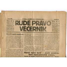 Rudé právo Večerník, ročník II., číslo 252/1921 - staré noviny - [komunisté, komunismus]
