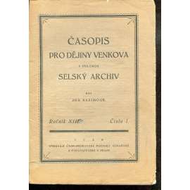 Časopis pro dějiny venkova, roč. XIII., číslo 1/ 1926 Časopis pro dějiny venkova, roč. XIII., číslo 1/ 1926