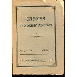 Časopis pro dějiny venkova, roč. VIII., číslo 4/1921 Časopis pro dějiny venkova, roč. VIII., číslo 4/1921