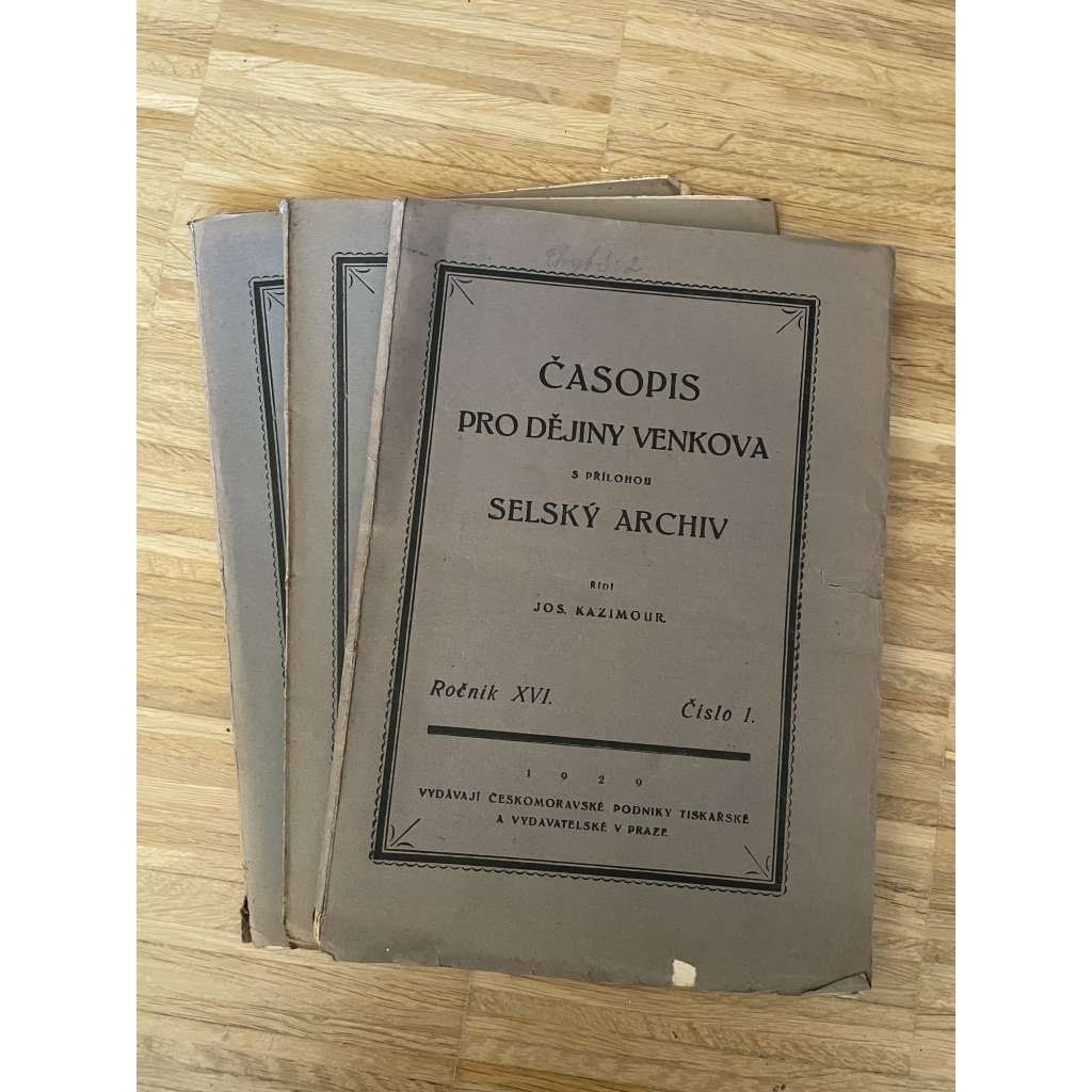 Časopis pro dějiny venkova, roč. XVI., číslo 1, 3 a 4/1929 (chybí číslo 2) Časopis pro dějiny venkova, roč. XVI., číslo 1, 3 a 4/1929 (chybí číslo 2)