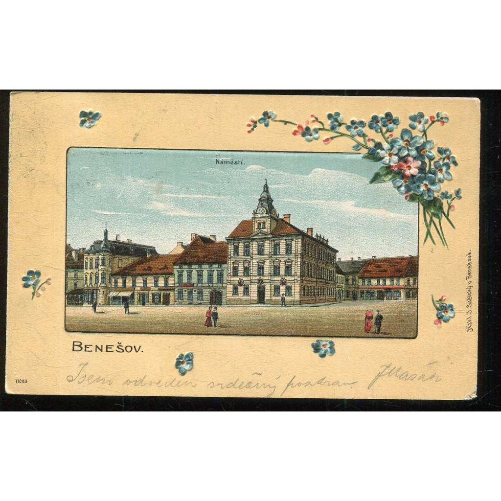 Benešov, koláž, litografie, plastický rámeček Benešov, koláž, litografie, plastický rámeček