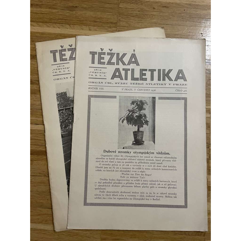 Těžká atletika, ročník VIII., čísla 4-6 a 7-9/1936 (časopis) - (vzpírání, zápas)