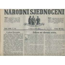 Národní sjednocení, číslo 12/1936 (noviny 1. republika)