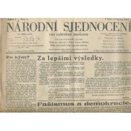 Národní sjednocení, ročník I., číslo 1/1934 (noviny 1. republika)